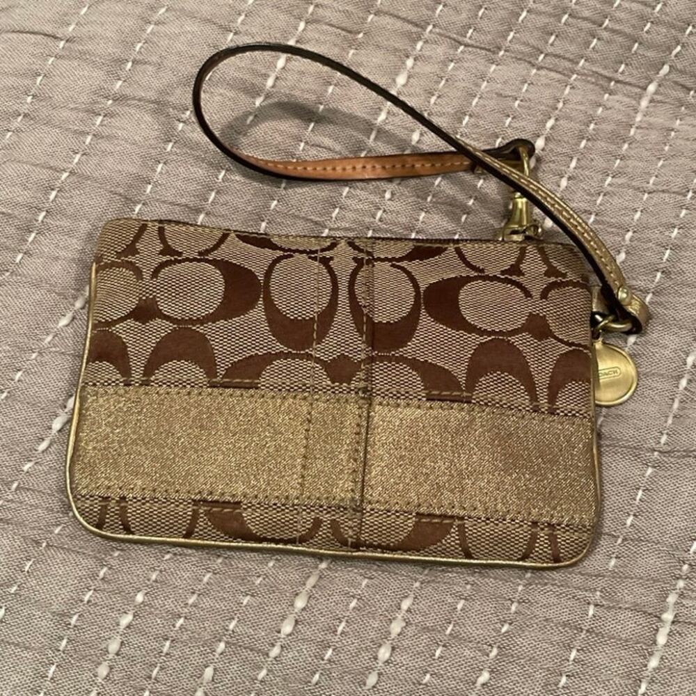 Coach Gold and Brown Mini Clutch Card Holder K0649-40028